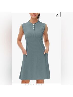 NWT Cakulo Women's Golf Active Polo Dresses Knee Length  Button with Pockets